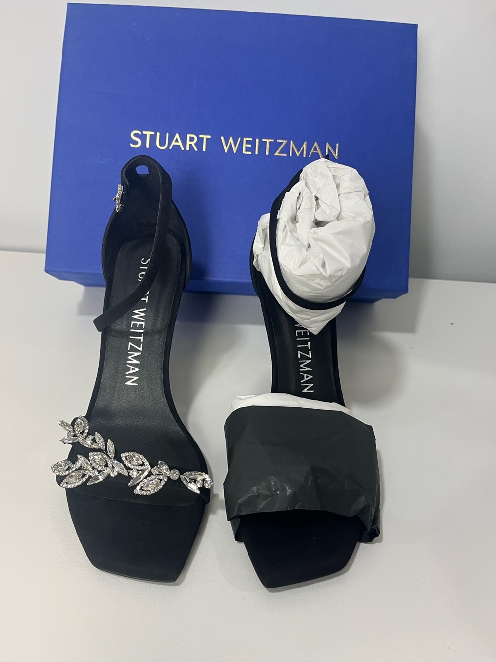 Stuart Weitzman Nudist Vow 100mm Suede Sandals - Picture 2 of 9